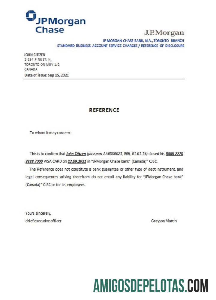 Referência de fechamento do JP Morgan Chase no Canadá baixar para verificação